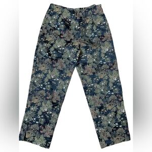 Vtg Silk Box CropPants 90's Y2K Asian Oriental Brocade Side Zip High Rise